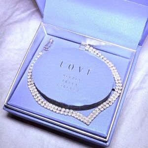 Elegant Silver Bracelet with 2 strands of masonite crystals and locking closure